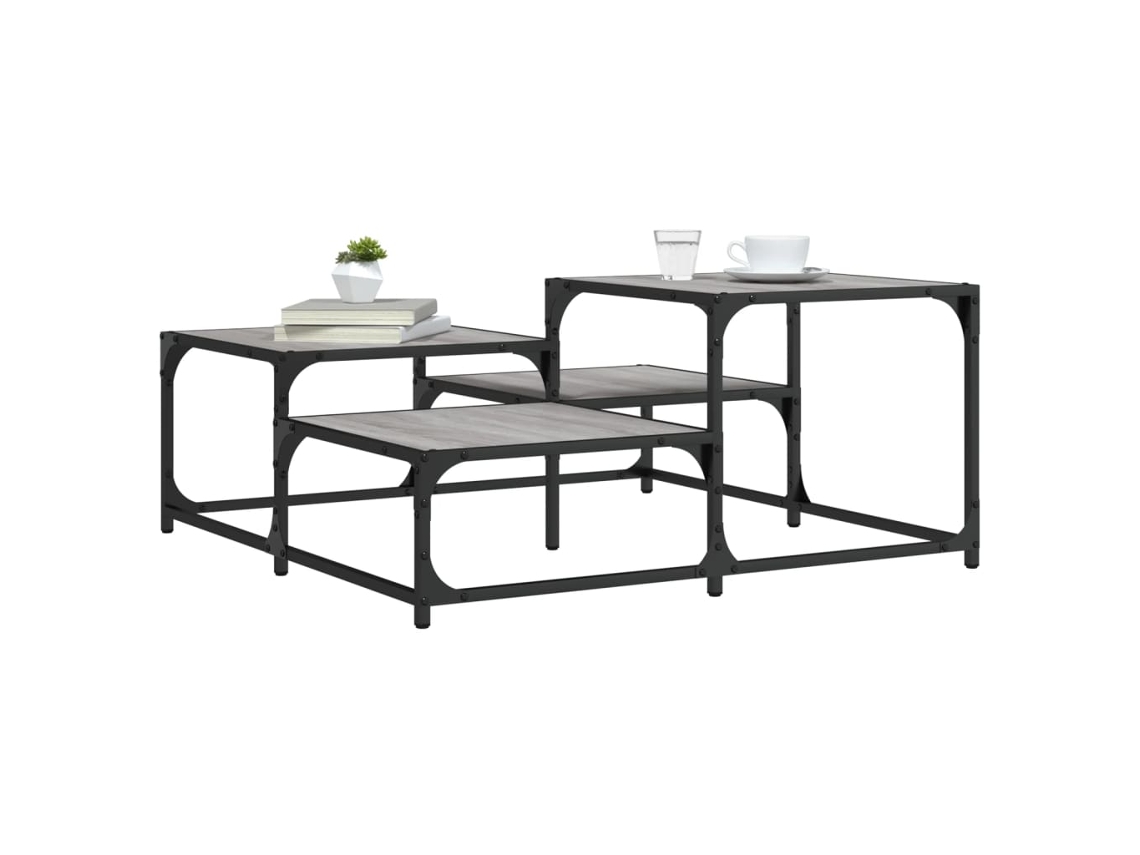 Vidaxl Mesa De Centro 87,5x87,5x40cm Derivados De Madeira Cinza Sonoma