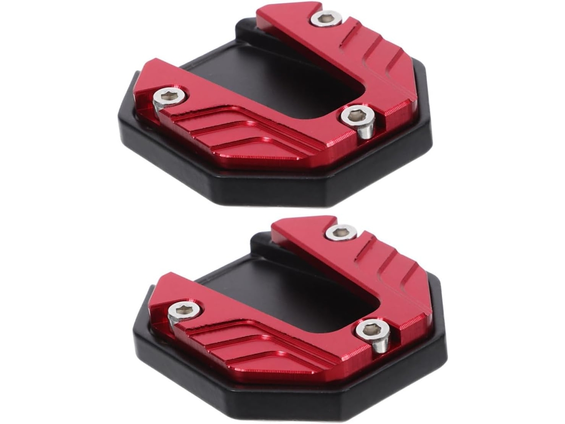 Placas De Extensão Antiderrapantes Para Descanso Lateral De Motocicleta, 2 Peças, Vermelhas