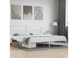 Vidaxl Estrutura De Cama Com Cabeceira 200x200 Cm Metal Branco