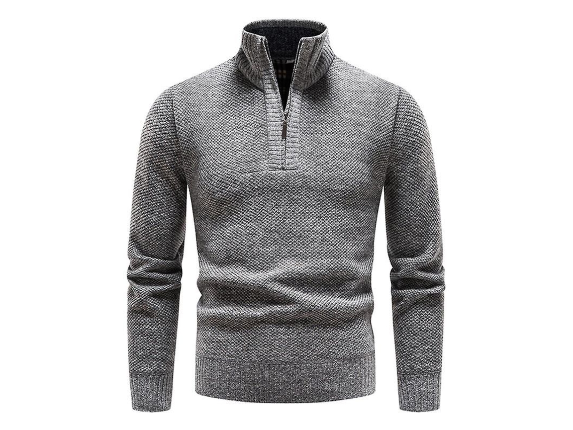2026 sudadera com Cremallera Casual para Homens Mystdiy de Ponto com Gola Alta Manga Longa e Forro de Pelos Adequado para Todas as Estações