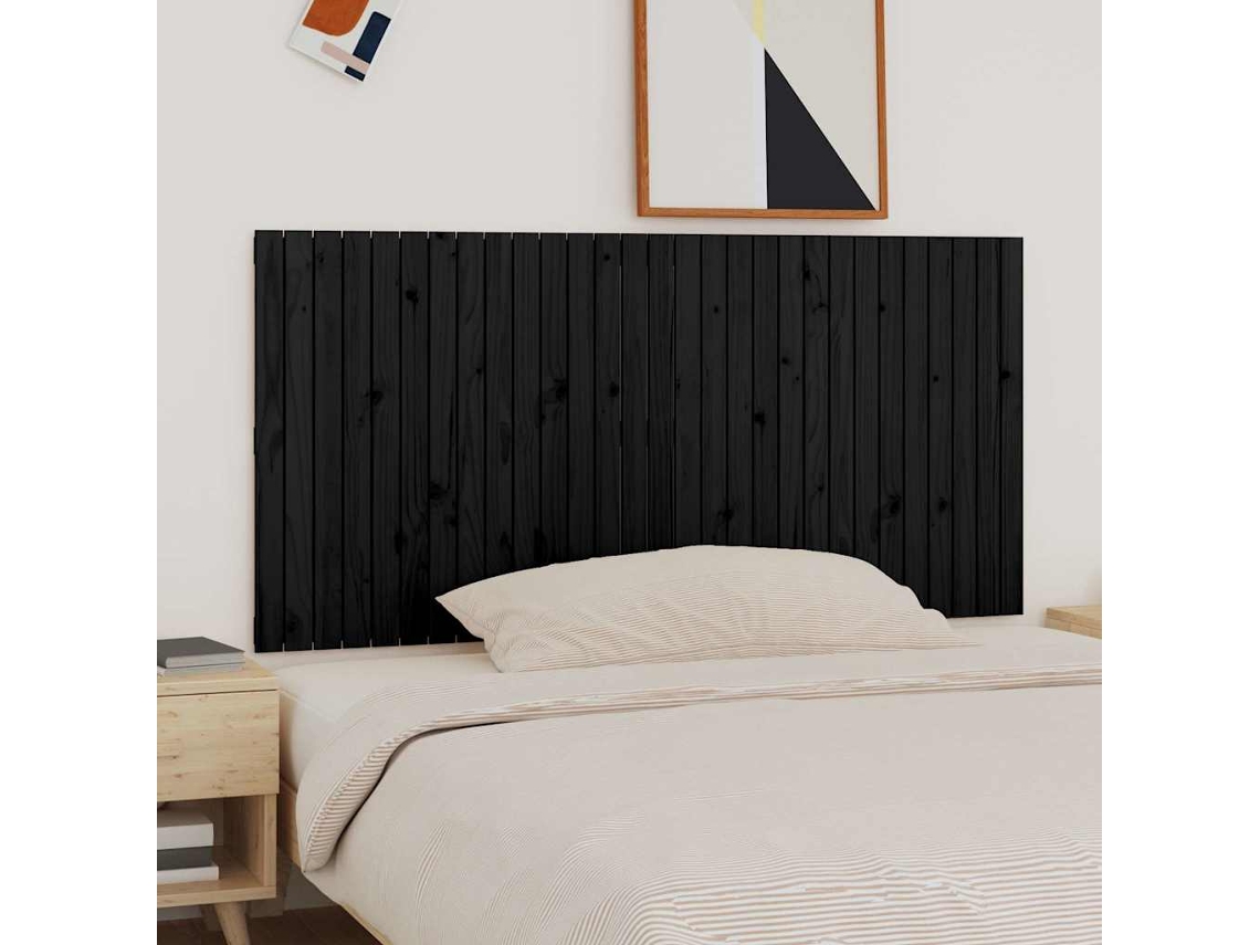 Vidaxl Cabeceira De Parede 185x3x90 Cm Madeira De Pinho Maciça Preto