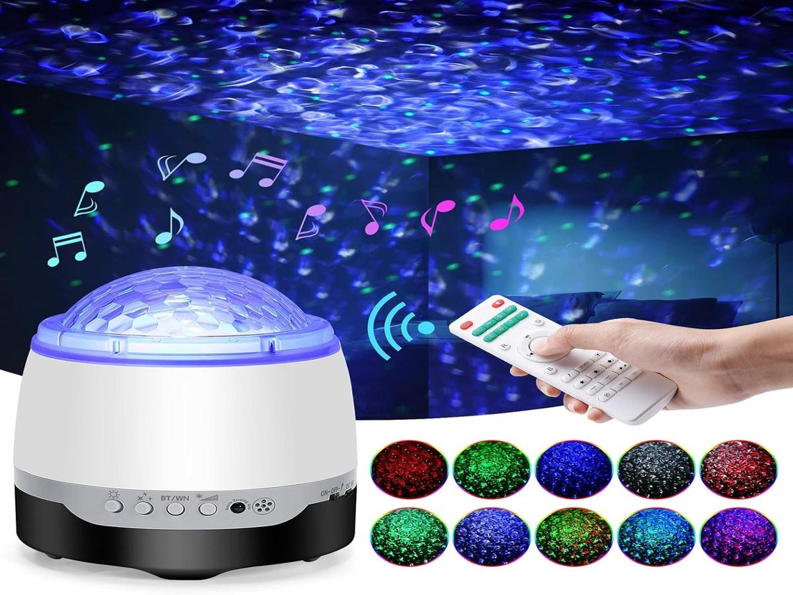 Lurelia Projetor Galáxia Com Coluna Bluetooth, 4 Modos, Controlo Remoto, Rgb, Led, Ondas Do Mar