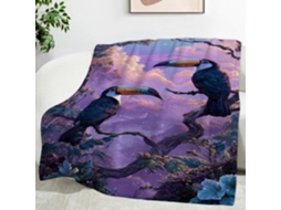 Manta com Estampa de Pássaros e Galhos 150x200 Cm Multifuncional Macia Aconchegante em Flanela Ideal para Cama