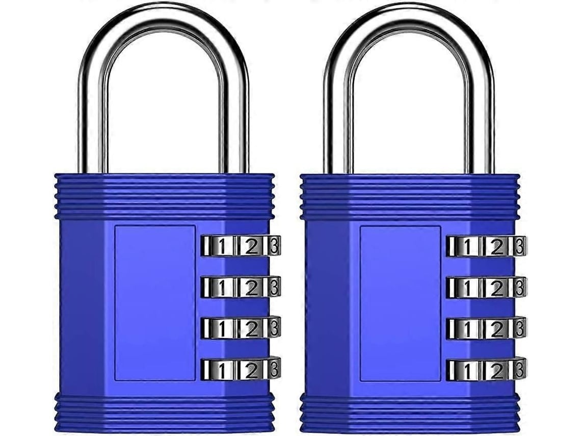 Cadeado De Combinação Com 4 Dígitos, Pacote Com 2 Unidades, Para Uso Externo (azul)
