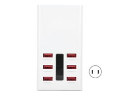 Cargador multi USB de 6 puertos y 30 W con base de carga rápida para teléfonos, enchufe US, blanco | S/MARCA