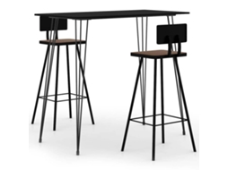 Vidaxl 3 Pcs Conjunto De Bar Preto