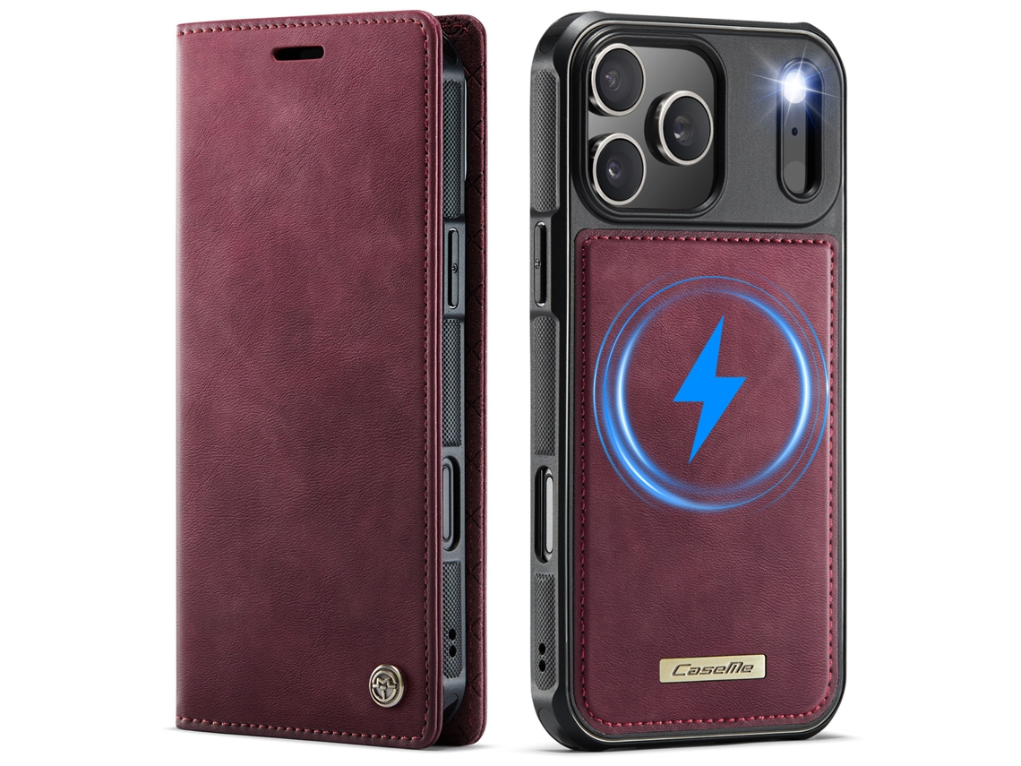 Capa Antirroubo Para Celular Flip, Estilo Retrô, Em Couro.vermelho - Iphone 16 E
