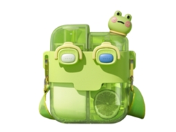 Garrafa de Água Dupla Kawaii de Plástico com Canudo e Alça Ajustável para Esportes Ao Ar Livre Lima 530ml | S/MARCA