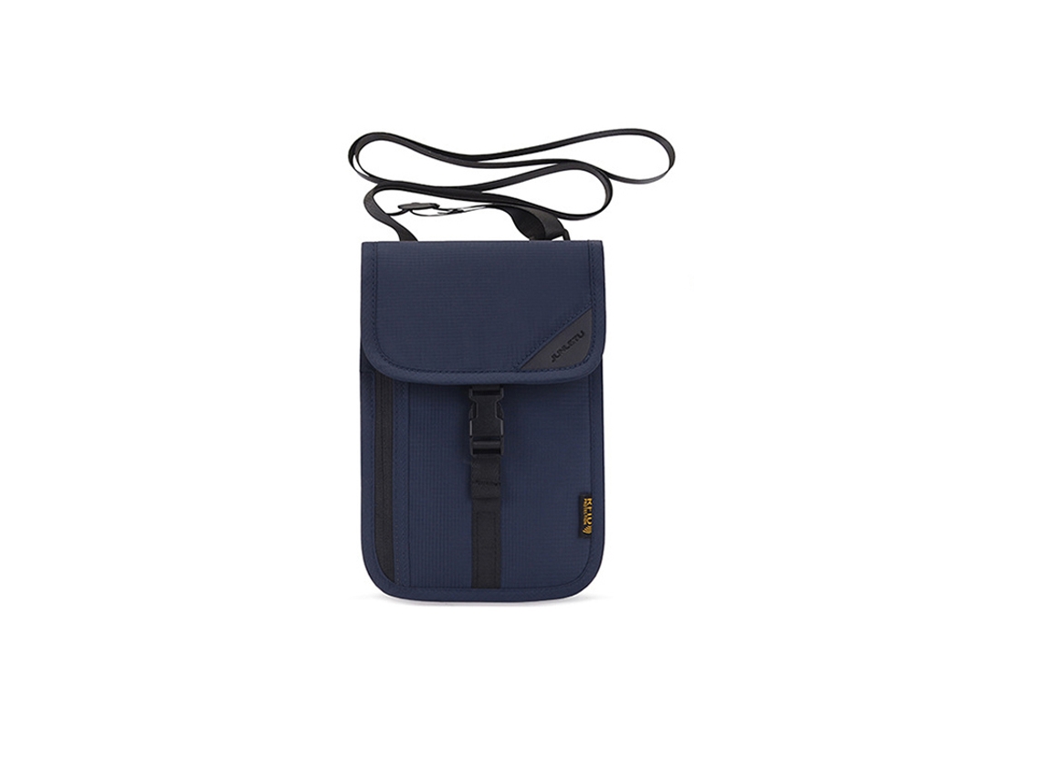 Porta passaporte de Pescoço Rfid Azul AQUAFORGE