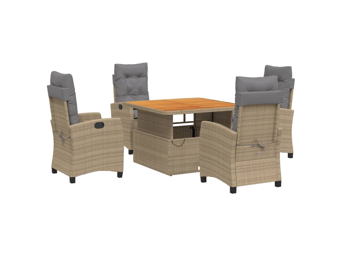 Garden Dining Set, Garden Dining Sets Vidaxl Bege Rattan / Vime (110 Cm Table Length)