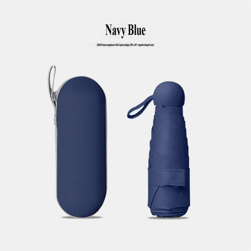 (azul Marinho 6k) Mini Guarda-chuva Com Proteção Uv Integrada E Revestimento Protetor Uv