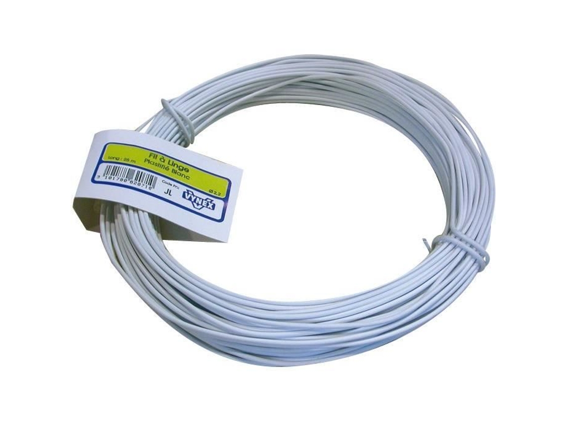 Corda De Roupa Em Plástico D 2.2 Cm 15 M Branco Vynex