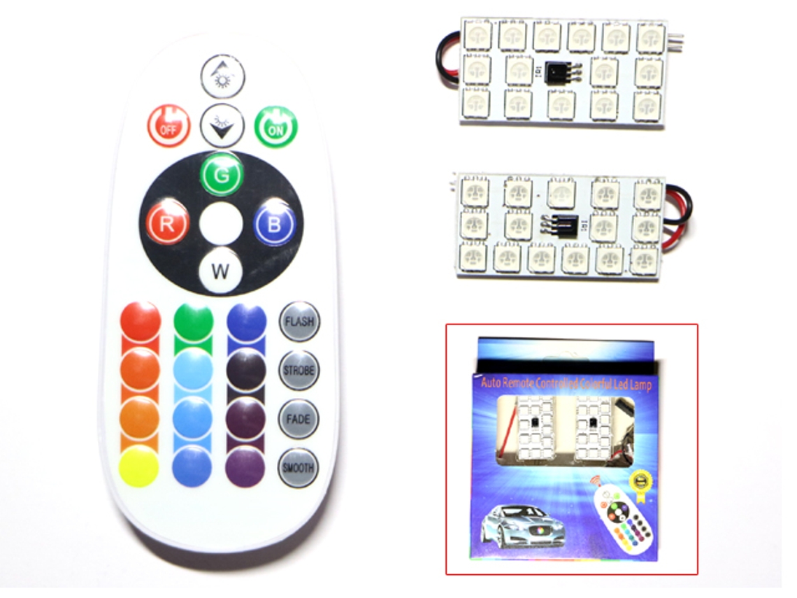 Lâmpada Led, 2 Unidades, Base T10, 5w, 12v, Rgb, Comando Remoto, Para Uso Residencial, Comercial Ou Substituição De Fontes Convencionais