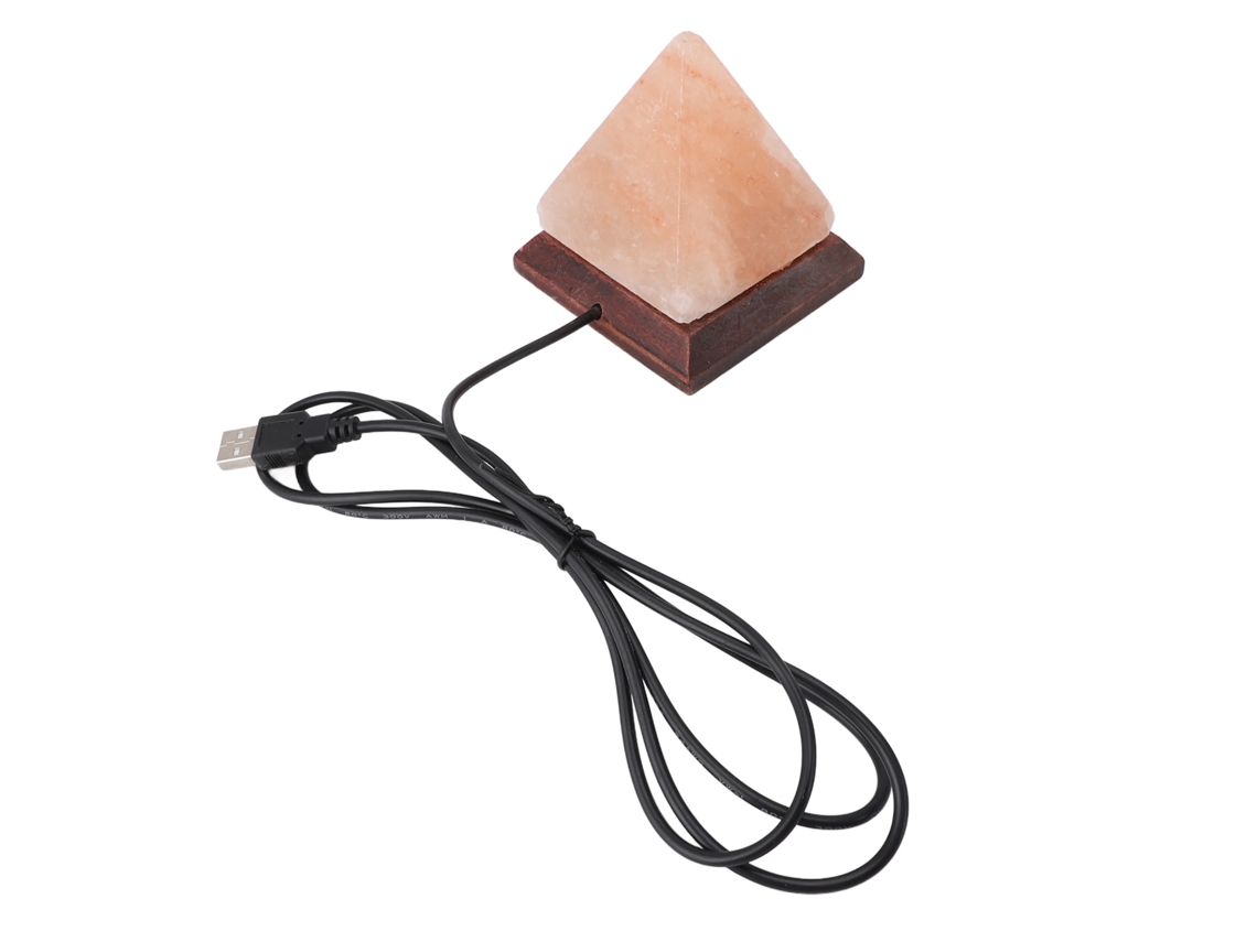Lâmpada de sal do himalaia usb rgb 7 cores muda com base de madeira pirâmide para decoração e presente S/MARCA