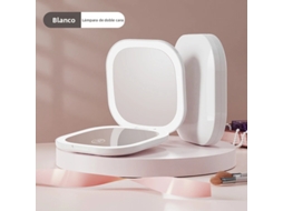 Espelho de Maquiagem Led Dupla Face, Carregamento Usb, Material Abs, Superfície do Espelho Dobrável MDUG (branco, 2 Unidades)