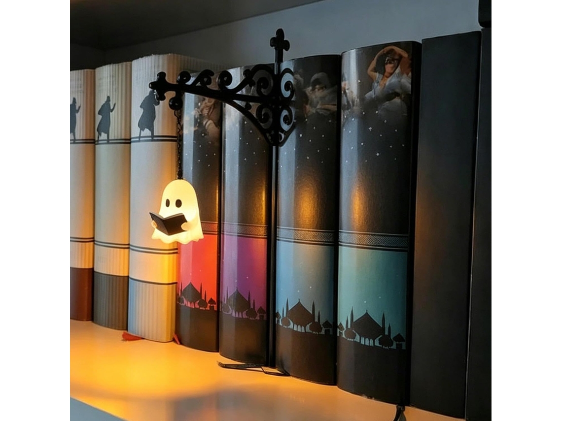 Luminária Fantasma De Biblioteca Com Led Luz Quente, Um Charmoso Abajur De Leitura