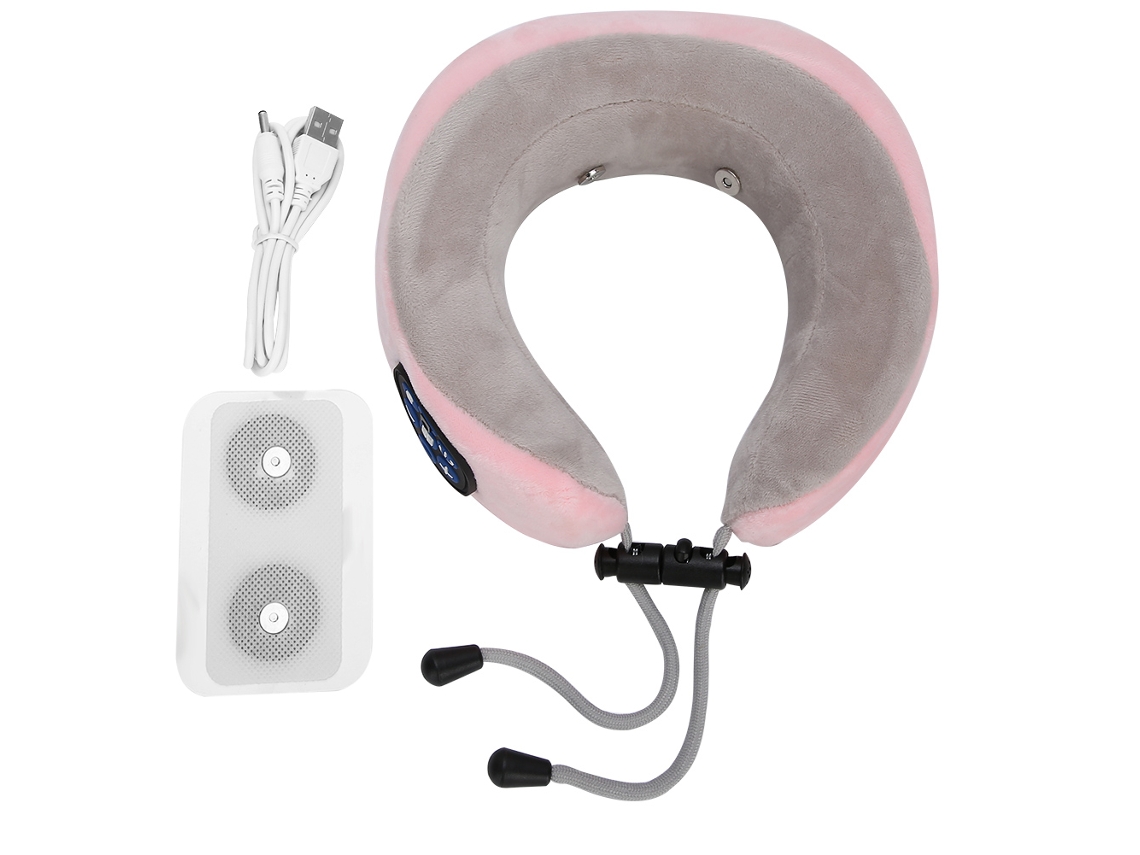 Almofada Elétrica de Massagem para Pescoço Formato U, Alivia a Fadiga e Alivia a Tensão nos Ombros e na Região Cervical, Cor Rosa AQUAFORGE