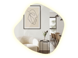 Espelho Irregular Com Led Sem Moldura De Parede Espelharte (77x76,6 Cm Luz Neutra 4000k)