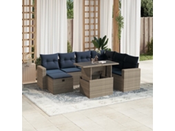 Vidaxl Conjunto De Sofá De Jardim Com 8 Peças E Almofadas Em Rattan Sintético Cinza