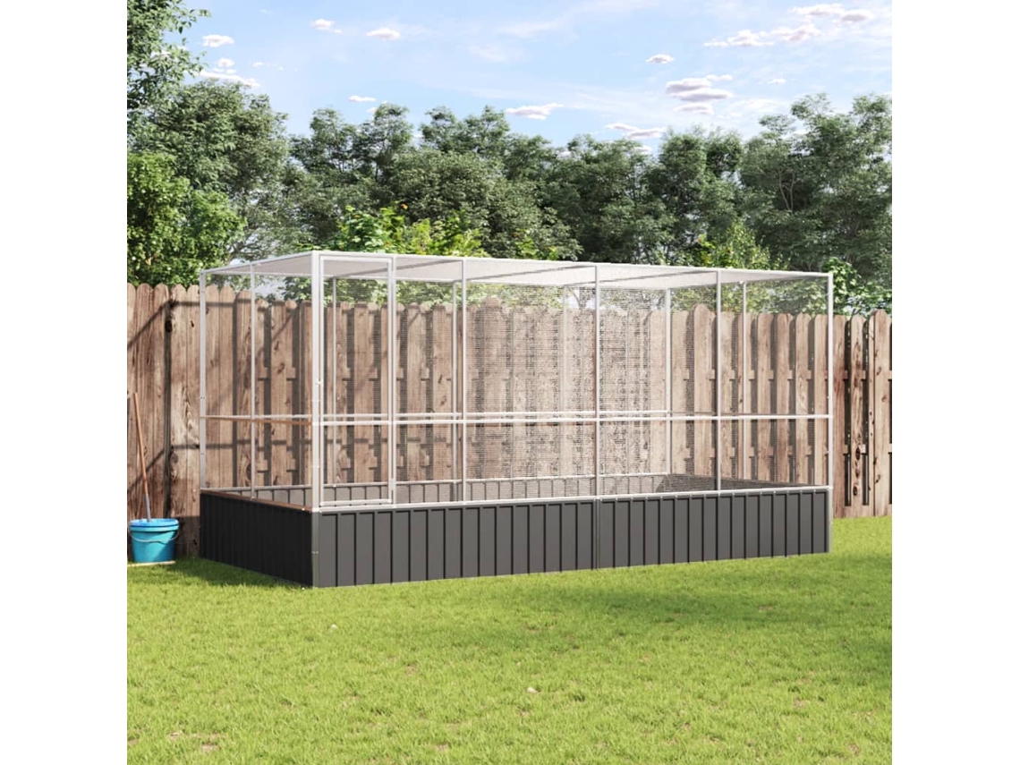 Vidaxl Aviário Com Extensão Prata 418x207x212 Cm Aço