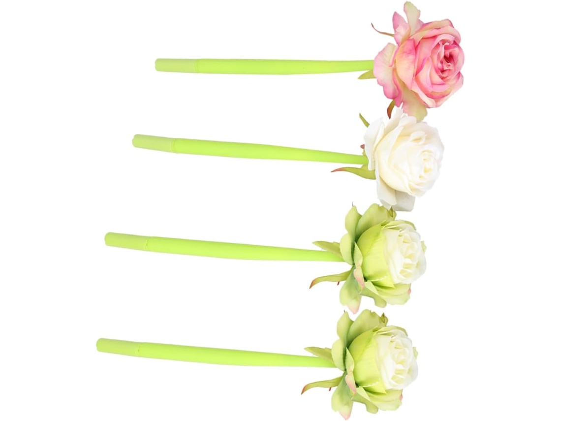 Conjunto De 4 Canetas Em Gel Plafope Com Estampa Rosas, Material