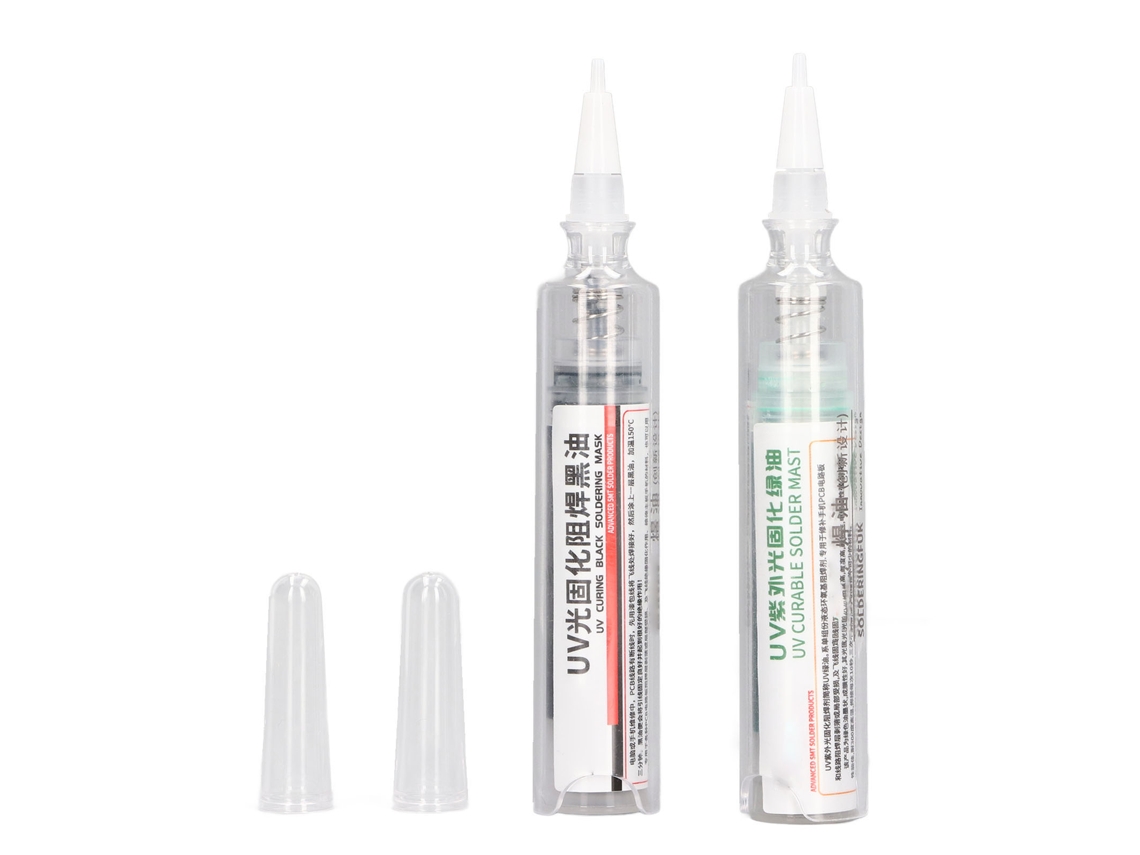 Tinta de máscara de solda curável por UV Preta E Green para reparo eletrônico, capacidade de 10 cc.