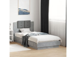 Vidaxl Estrutura De Cama C/ Cabeceira Deriv. Madeira Cinzento Cimento