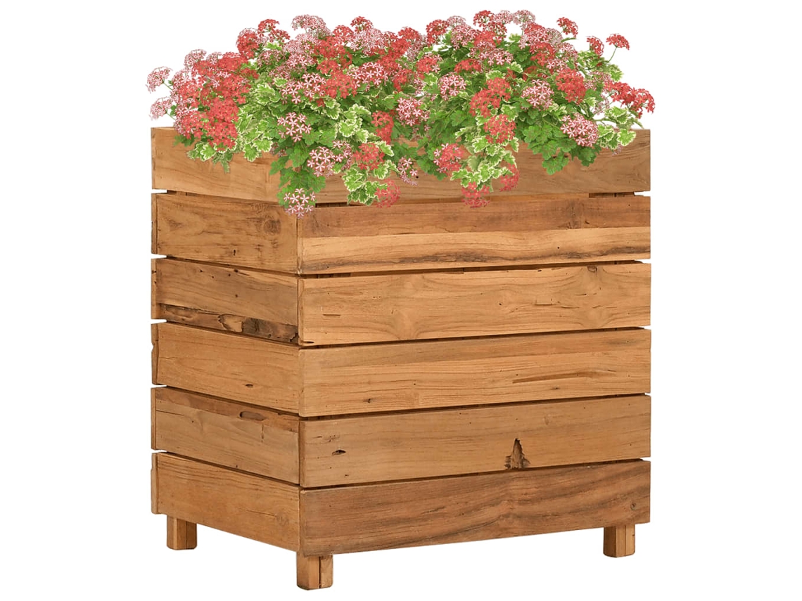 Vidaxl Vaso/floreira 50x40x55 Cm Madeira De Teca Reciclada E Aço