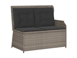 Conjunto 1 Banco De Jardim Vidaxl Cinzento Vime Pe (110 X 67 X 95 Cm)