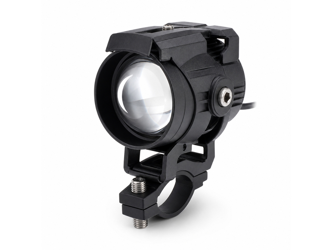 Farol Auxiliar Projetor Para Motocicleta, Mini Luz Externa De Duplo Feixe Branco E Amarelo