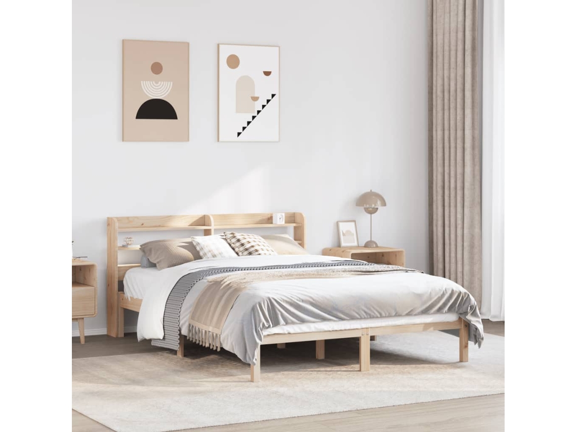 Vidaxl Cama Sem Colchão 135x190 Cm Madeira De Pinho Maciça
