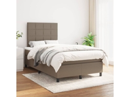 Vidaxl Cama Com Molas/colchão 120x200 Cm Tecido Castanho-acinzentado