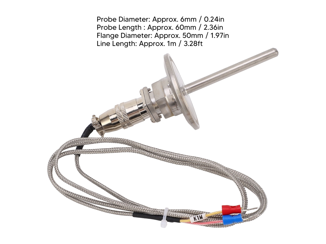 Laxiscreed Termopar Type K Faixa -50°c A 1250°c, Diâmetro 6mm, Comprimento 60mm