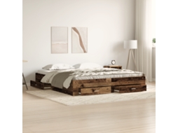 Cama Com Gavetas Madeira Velha 180x200 Cm Madeira De Engenharia