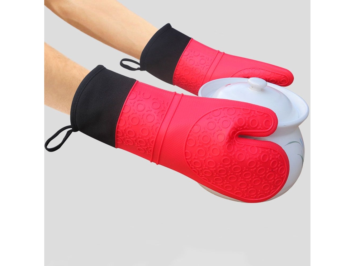 Luvas De Forno Antiderrapantes Luvas De Silicone Para Cozinhar Vermelhas Aquaforge