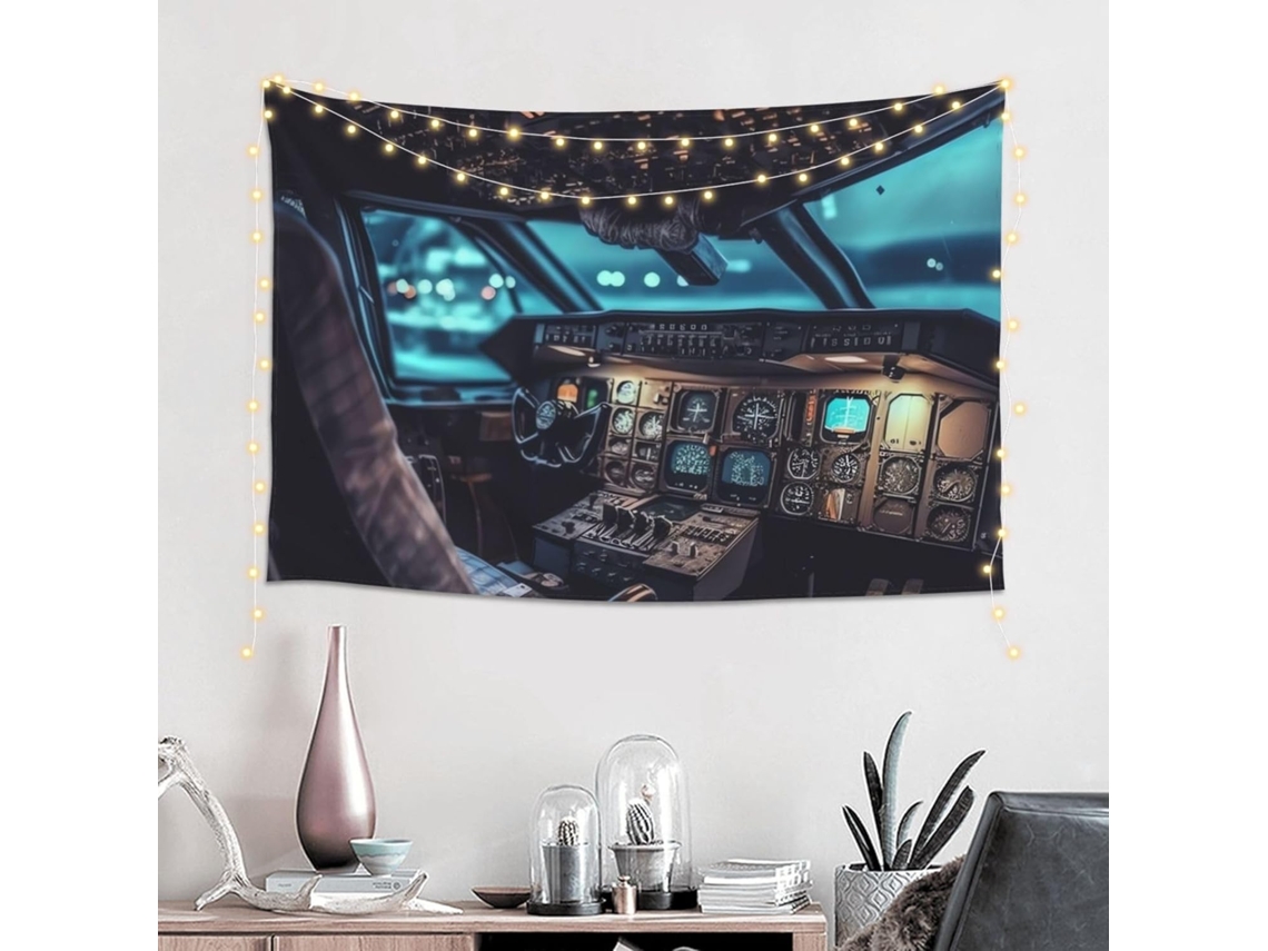 Tapeçaria Parede Com Design Cabine Avião, Linda Peça Decorativa Quarto E Sala Estar, 152 X 102 Cm (60 X 40 Polegadas)