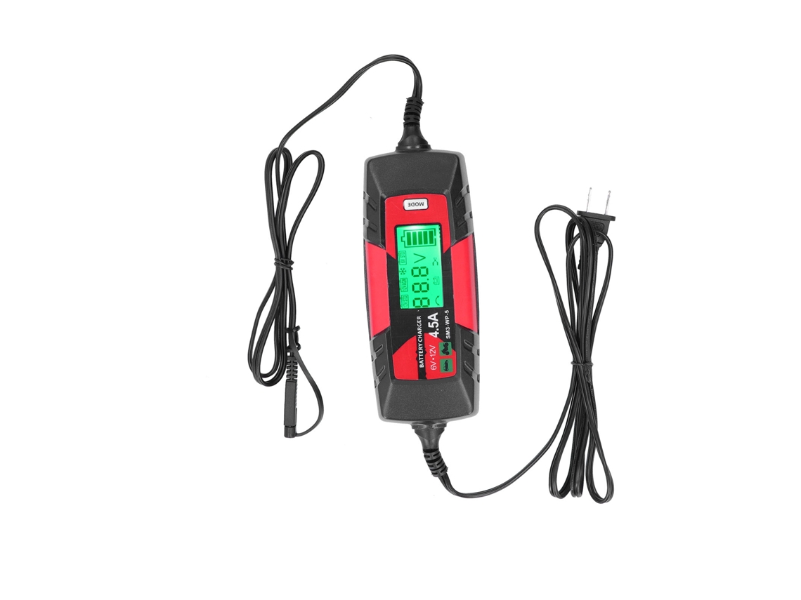Carregador Inteligente Automático de Bateria Automotiva 6V 12V com Display LCD e Função de Manutenção SM3-WP-5US 120V