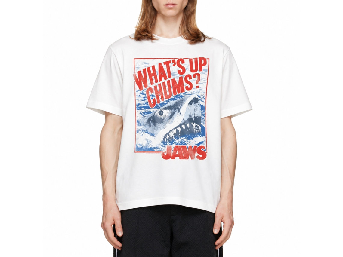 Rockinstone Jaws Movie Hey Buddy White Adult T-shirt Size:s