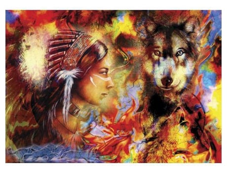 Puzzle Anatolian Mulher Indiana e Lobo 1500 Peças