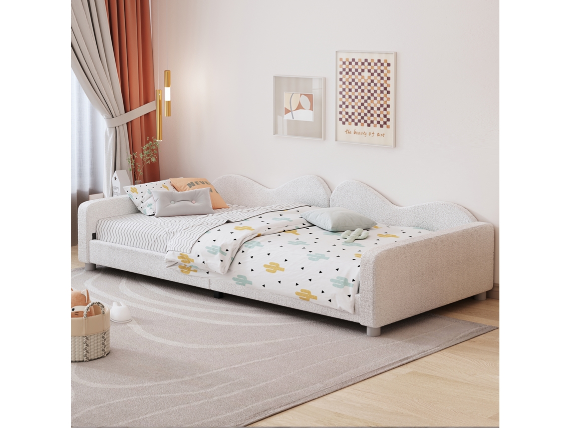 Sofa Cama Kinder 90x200cm Teddystoff Branco Multifuncional