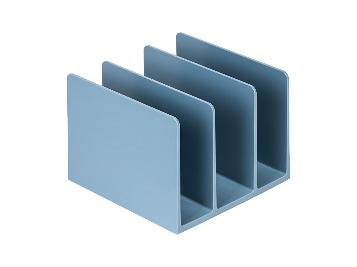 Suporte de Livros de Plástico Estilo Simples com Boca Larga Cor Azul 16,2x16,2x12,2cm para Escritório