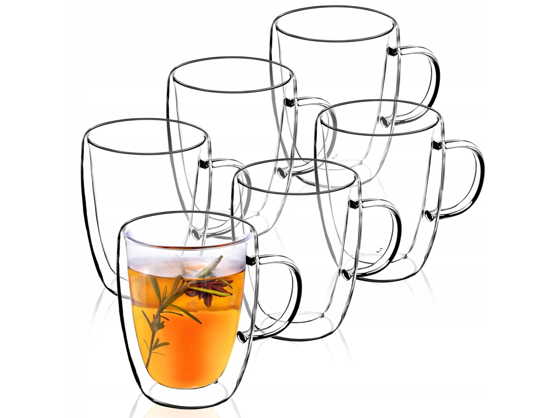 Jogo com 6 Copos Térmicos Kadax 270ml para Café com Leite com Alça Dupla