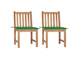 Vidaxl Cadeiras De Jardim C/ Almofadões 2 Pcs Teca Maciça