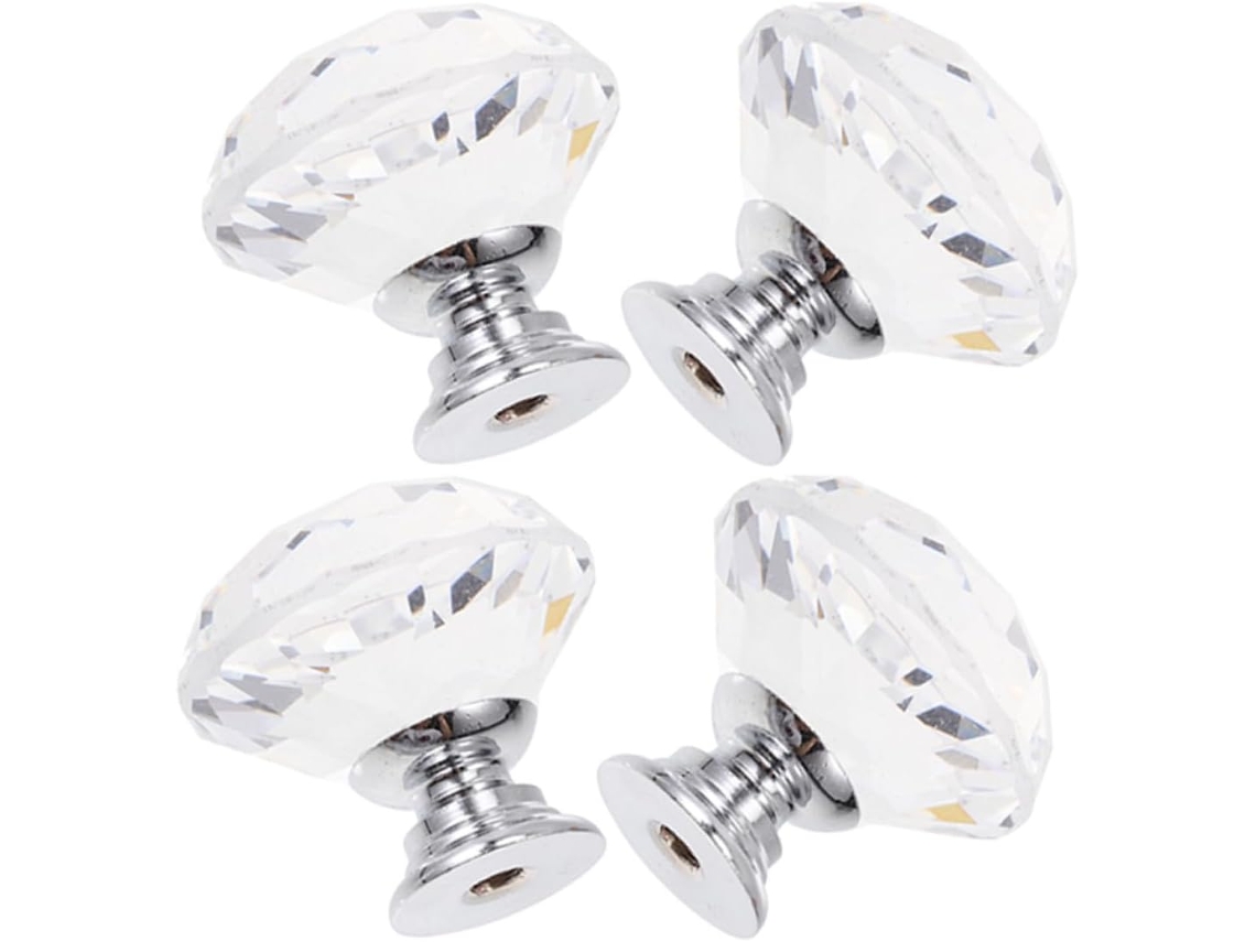 Doitool Conjunto De 4 Puxadores Cristal Para Armários, Puxadores De Vidro Para Gavetas E Portas Armários, 30mm