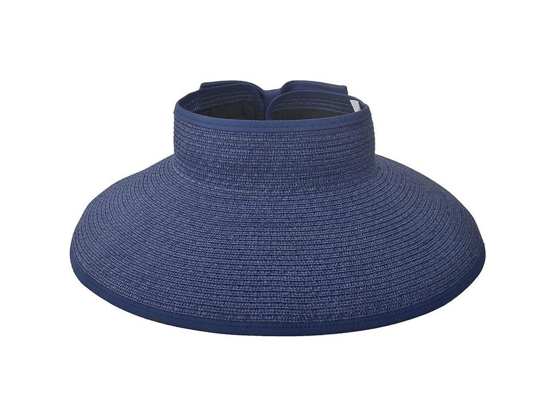 2026 sombrero de Paja Plegable para Mujer Con Visera Ancha Upf 50+ Moda Tendencia Azul Oscuro