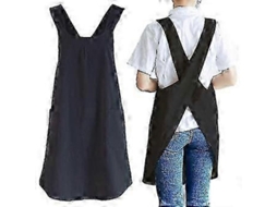 Avental De Algodão E Linho 80%/20% Com Bolso, Design Sem Laço, Ideal Para Cozinha, Jardim E Presentes