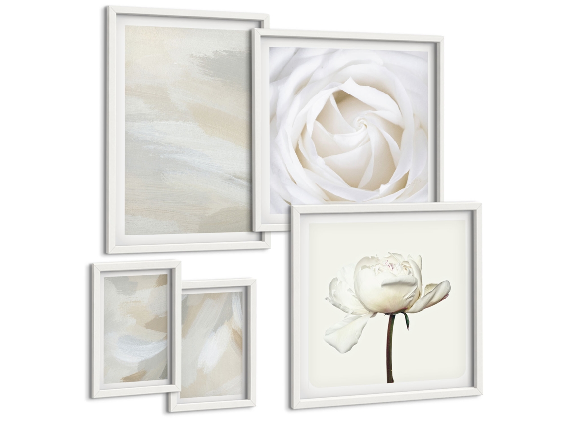 Conjunto De Pinturas Inspirações Florais Branco Espelharte (5 Peças)