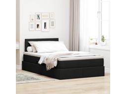Vidaxl Cama De Armazenamento Led Com Colchão Preto 120 X 200 Cm Tecido