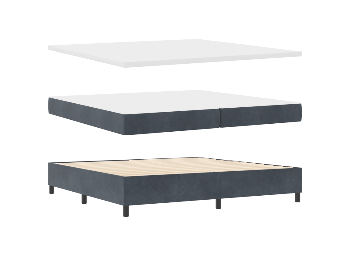 Cama Bospring Com Colchão & Banco Cinza Escuro Veludo Vidaxl Carvão Fabric (200x200 Cm)