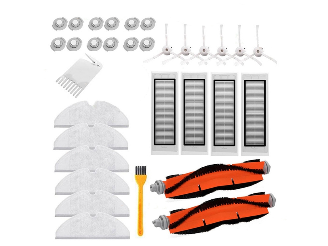 32 peças para xiaomi roborock s50 s5 aspirador de pó peças kits mop panos filtro escova lateral rolo tanque água